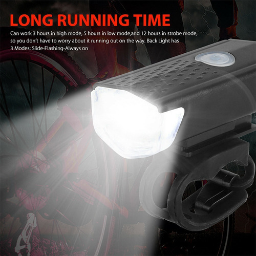 Imagen 6 de 9 de Luz Led Frontal Para Bicicleta Recargable Por Usb Brillante