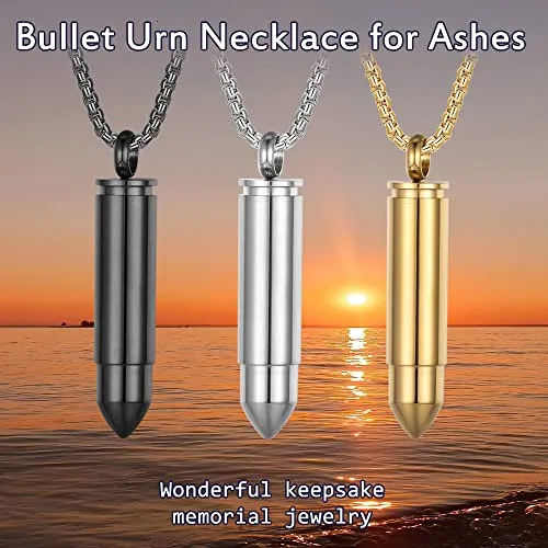 Collar De Urna De Bala Para Cenizas, Cadena De Caja De Acero