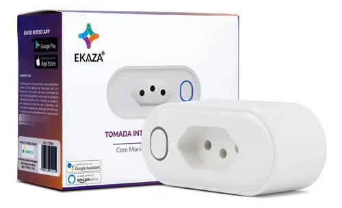 Foto real de Ekaza Smart Plug Wi‑Fi 10A com Medidor de Consumo
