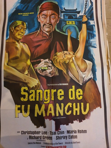 1 Antiguo Afiche De Cine Sangre De Fu Manchu Ch.lee -653