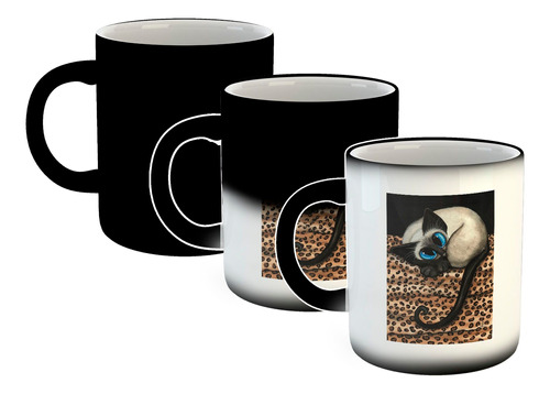 Taza Magica Gato Siames Acostado Pintura