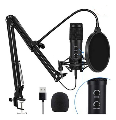 Microfono Condensador Profesional Bm-838tz Usb Striming Color Negro Y Doradaada