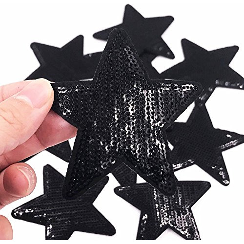 Juego De 10 Parches Termoadhesivos Yalulu Con Estrellas Negr