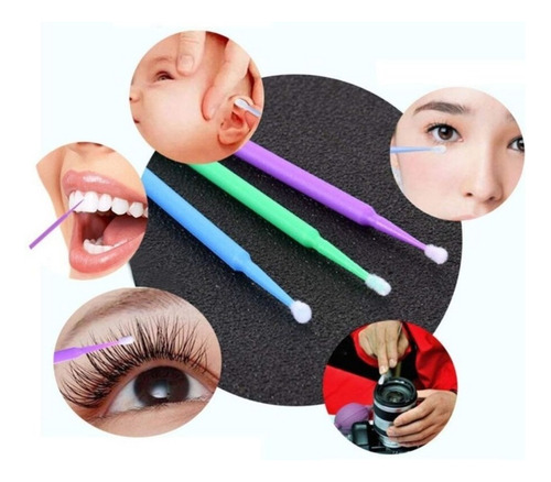 100 Microbrush Cotonetes Extensão De Cílios Fio A Fio