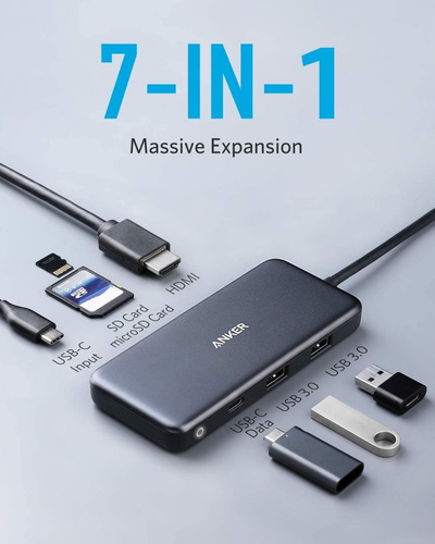 Imagen 2 de 6 de Hub Usb-c - Anker - 2 Port Usb 3.0 - Hdmi 4k 30hz Sd/microsd