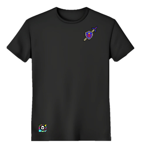 Zelda Escudo Y Espada - Playera Bordada Pixel Art Algodón