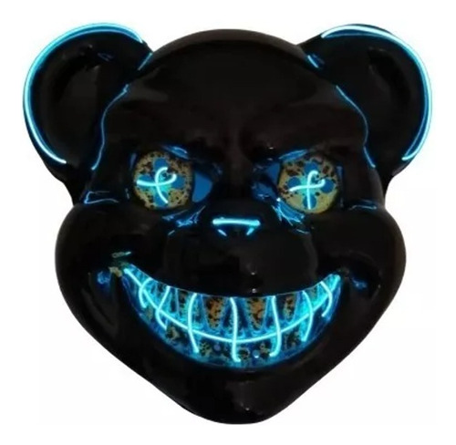 Máscara Careta Oso Negro Macabro Luces Led Halloween Luces Amarillas