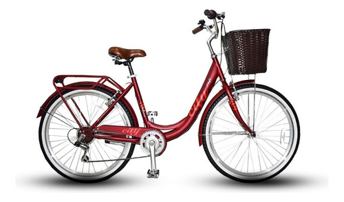 Bicicleta Jafi Urbana Vintage Selene Paseo Mujer Aro 26 7v Color Rojo
