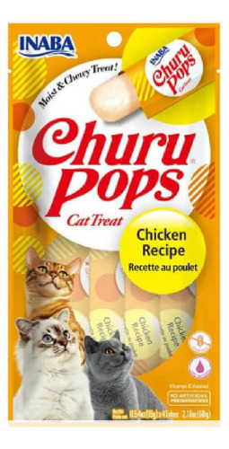 Churu Pops Snack Gato Sabor Pollo 4 Tubos De 15g  60gr