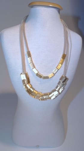 Colar Feminino Palha Brazil Com Filhetes Dourado Folheado