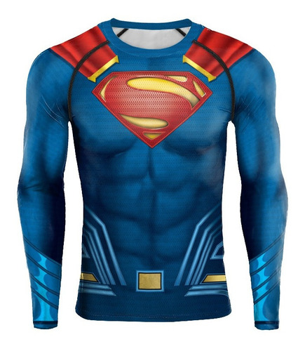 Camiseta De Compresión Para Hombre Superman Impreso De Manga