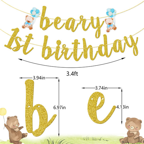 Birthday Banner Little Man Beary 1st Teddy Bear Theme