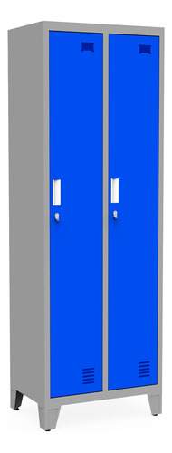 Guardarropas Locker Prontometal 2 Puertas Enteras Metálico Color Gris/azul