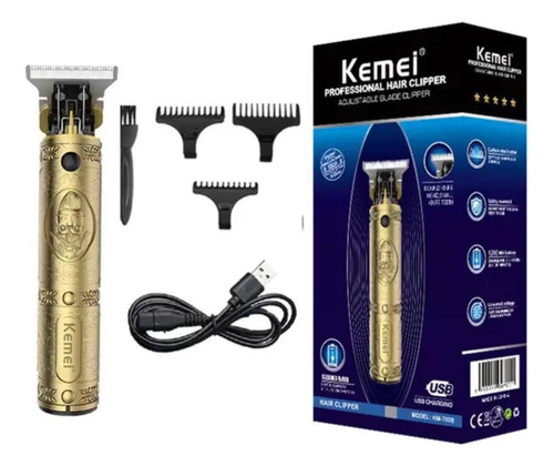 Máquina De Cortar Cabelo Barba Acabamento Kemei Km-700d