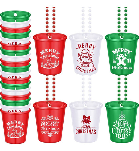 12 Pieza Vidrio Navidad Collar Cuenta Plastico Chupito Nieve