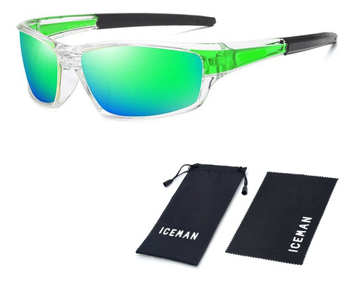 Óculos De Sol Polarizado Uv Esportivo Espelhado Iceman 210 Haste Verde