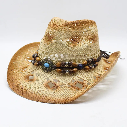 Sombrero De Vaquero De Paja Para Hombre Y Mujer, Ala Ancha,