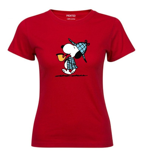 Polera Estampada Mujer Snoopy Sherlock