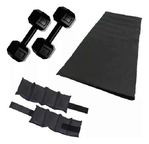 Kit Entrenamiento Colchoneta Mancuernas 2kg Tobilleras 2kg 