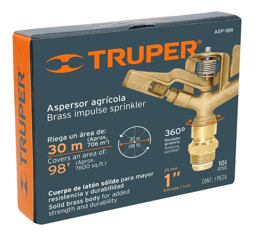 Aspersor Agrícola De 1 Fundido En Latón, Truper. 10317