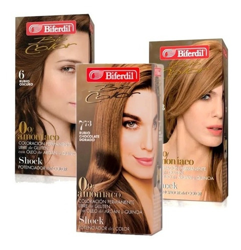  Tintura Coloración Biferdil Biocolor 0% Amoniaco Pack 3 Kits Tono a Elección