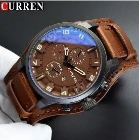 Relogio Curren 8225 Couro Bracelete E Fundo Marrom