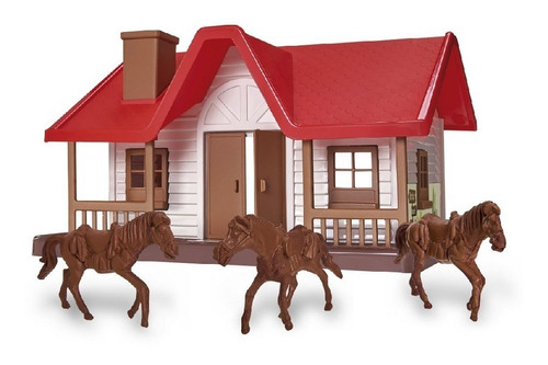 Brinquedo Rancho Western Casinha Fazenda Com Cavalos