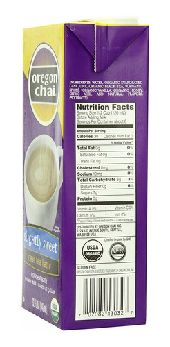 Oregon Chai Ligeramente Dulce Té Chai Latte Concentrado Caja