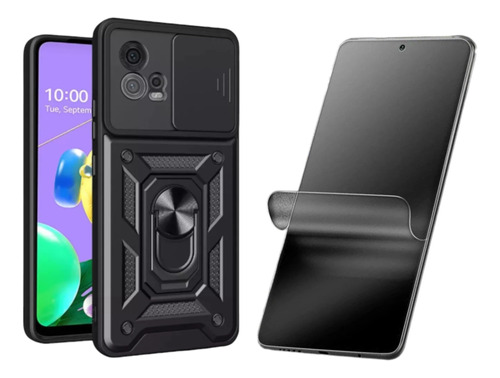 Funda Antigolpe Con Anillo + Hidrogel Matte Para Moto G72