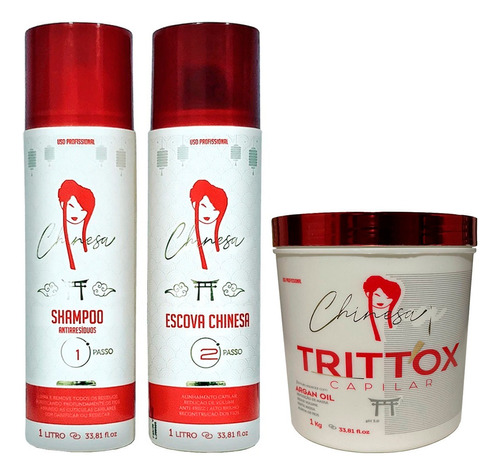 Kit Semi Definitiva Chinesa + Trittox Argan 3x1000ml Qualqu