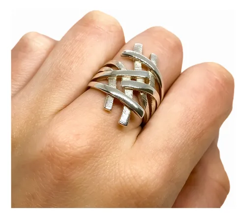 Anillo Lazos Entrelazados Plata 925 Macizo T:17