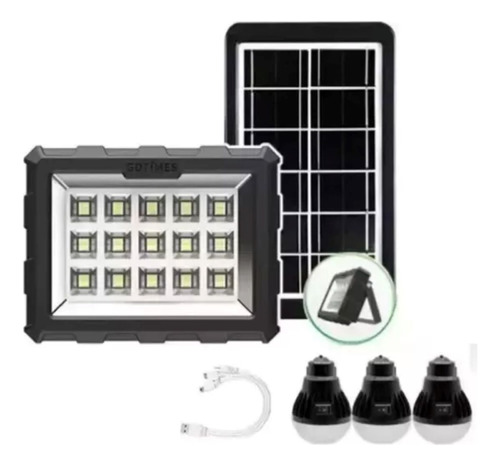 Kit Luces Reflector + Panel Solar + 3 Lamparas Led Calidad!!