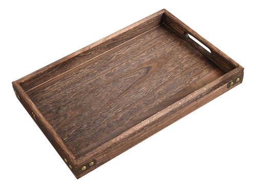 Bandeja De Servir De Madeira Com Alça Oca Bandeja 36x24x4cm