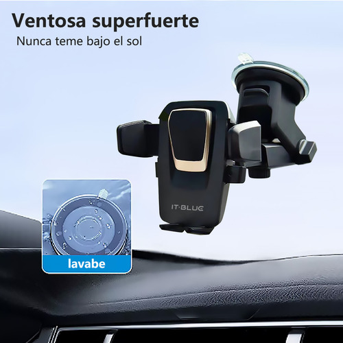 Soporte Celular Auto 360° Fijación Seguraajuste Flexible Negro