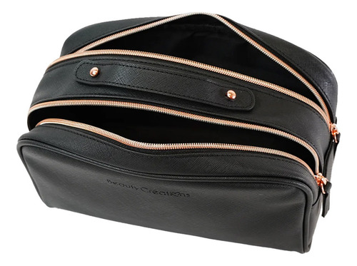 Cosmetiquera Mini Cosmetic Glam Pouch Beauty Creations Color Negro Diseño de la tela Liso