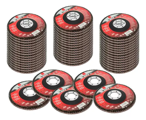 Kit 50 Discos Lixa De Desbaste Tipo Flap 4.1/2 Grão 60 Menor preço em Kit 50 Discos Lixa De Desbaste Tipo Flap 4.1/2 Grão 60