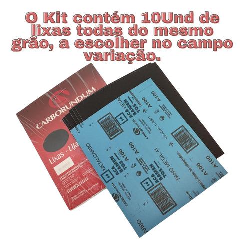 Kit Com 10 Folhas De Lixa Ferro Metal Aço Ferrugem Car41