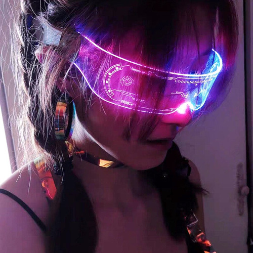 Lentes Futuristas Cyberpunk Tiktok Lentes Led Acrílicas