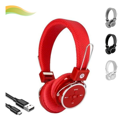 Auriculares inalámbricos Bluetooth, tarjeta SD P2 recargable, color rojo