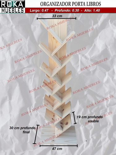 Imagen 2 de 3 de Organizador Porta Libros De Pino Macizo Librero Roka Muebles