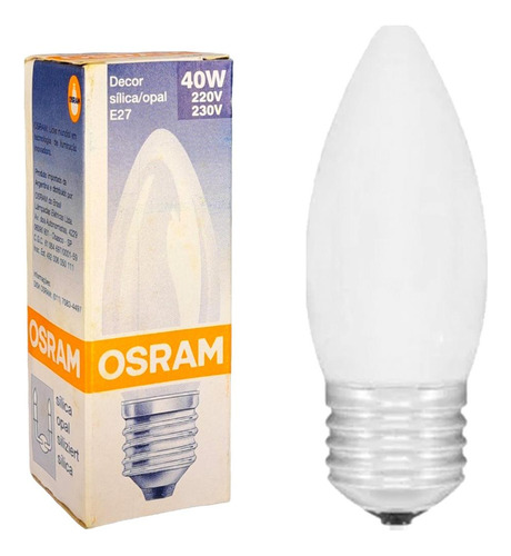 Lampada Vela Lisa Osram Silica 40wx220v. - Kit C/5 Peca