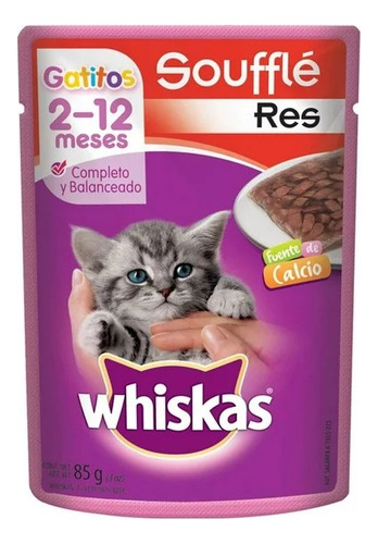 2 Pza Alimento Para Gato Whiskas Gatitos Soufflé Res 85 G