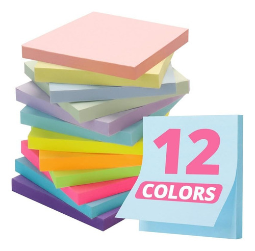 Sticky Notes, 12 Pads, 3x3 Inches, Colorful Self-stick Note