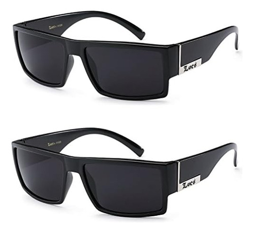 2 Pack Gafas De Sol Locs Black Gangster Gafas De Sol, 2 5.5w