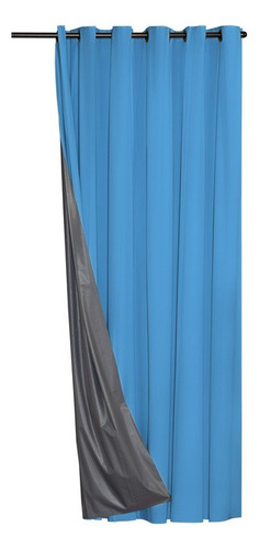 Cortina 100% Blackout Lisa 1m X 1,30m Quarto Sala Pvc 1 Lado Cor Azul