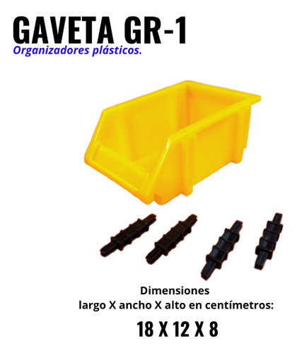 Gaveta Plástica Gr-1 (18cm X 12cm X 8cm) 6 Piezas Amarillo