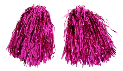 Kit 2 Pom Pom Metalizado 32cm Rosa Pink Fantasia Torcida