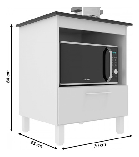 Armário De Cozinha Barcelona Para Cooktop 4 Bocas 1 Porta Cor Branco
