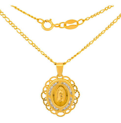 Cadena Medalla Virgen Bautizo Primera Comunión Oro 10k
