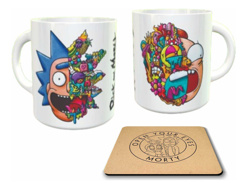 Mugs Pocillo Taza Con Portavasos Rick And Morty